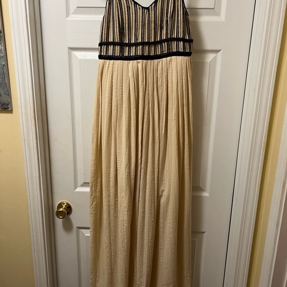 Moon River Striped Black and Cream Maxi Dress - Picture 1 of 8